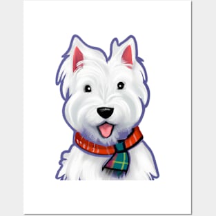 Cute West Highland White Terrier Drawing Posters and Art